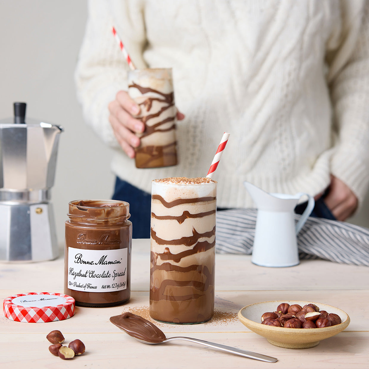Iced Hazelnut Mocha with Vanilla Cold Foam Bonne Maman USA