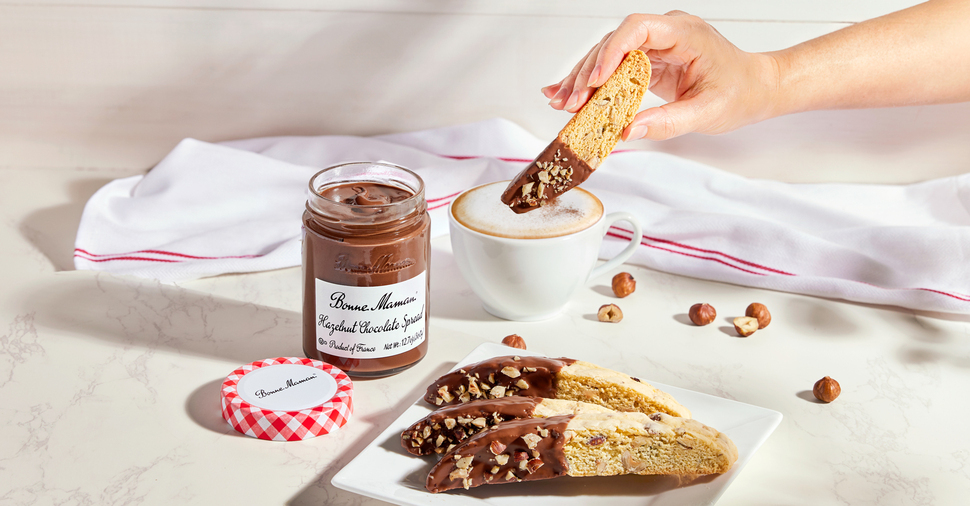 Hazelnut Chocolate-Dipped Biscotti